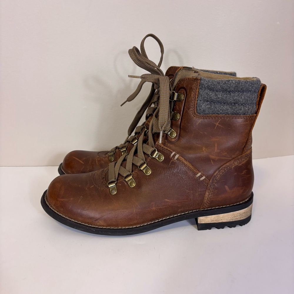Kodiak Brown Leather Lace Up‎ Mid Calf Boots Women’s 9
